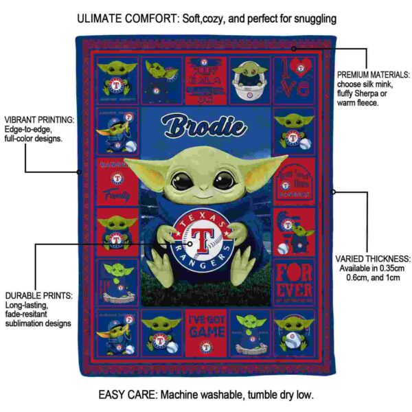 custom texas rangers baby yoda blue blanket new arrival