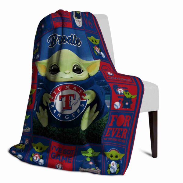 custom texas rangers baby yoda blue blanket top rated