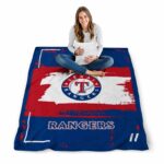 custom texas rangers paint strokes blue white blanket best selling
