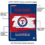 custom texas rangers paint strokes blue white blanket best selling