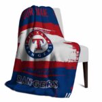 custom texas rangers paint strokes blue white blanket best selling