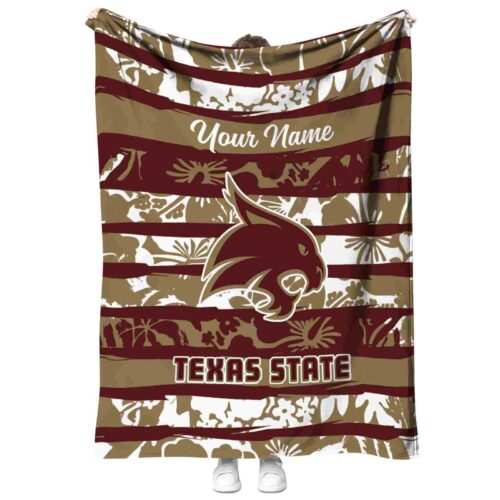 custom texas state bobcats floral stripes maroon white blanket best selling