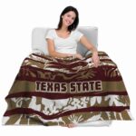custom texas state bobcats floral stripes maroon white blanket best selling