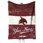 custom texas state bobcats grunge texture maroon white blanket best selling