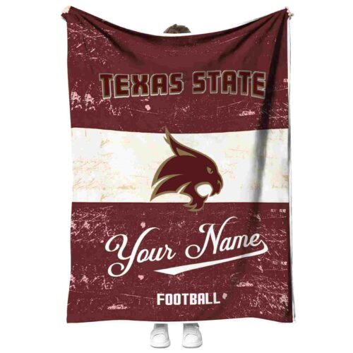 custom texas state bobcats grunge texture maroon white blanket best selling