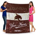 custom texas state bobcats grunge texture maroon white blanket best selling