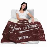 custom texas state bobcats grunge texture maroon white blanket best selling