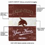 custom texas state bobcats grunge texture maroon white blanket best selling