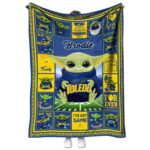 custom toledo rockets baby yoda blue blanket best selling