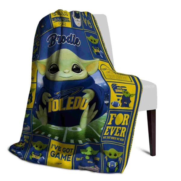 custom toledo rockets baby yoda blue blanket top rated