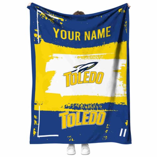 custom toledo rockets paint strokes blue white blanket best selling