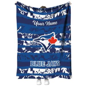 custom toronto blue jays floral stripes blue white blanket best selling