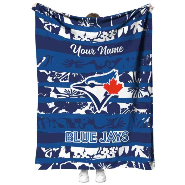 custom toronto blue jays floral stripes blue white blanket best selling