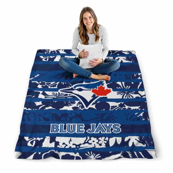 custom toronto blue jays floral stripes blue white blanket high quality