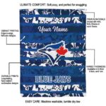 custom toronto blue jays floral stripes blue white blanket new arrival