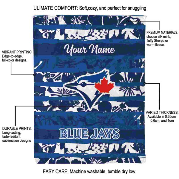 custom toronto blue jays floral stripes blue white blanket new arrival