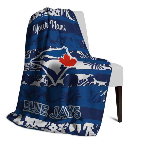 custom toronto blue jays floral stripes blue white blanket top rated