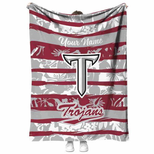 custom troy trojans floral stripes red white blanket best selling