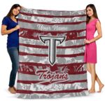 custom troy trojans floral stripes red white blanket best selling