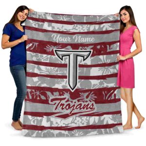 custom troy trojans floral stripes red white blanket fashion forward