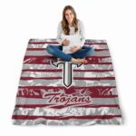 custom troy trojans floral stripes red white blanket best selling