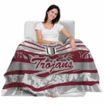 custom troy trojans floral stripes red white blanket best selling