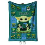 custom tulane green wave baby yoda green blanket best selling
