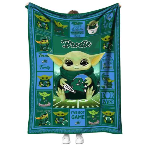custom tulane green wave baby yoda green blanket best selling