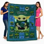 custom tulane green wave baby yoda green blanket best selling