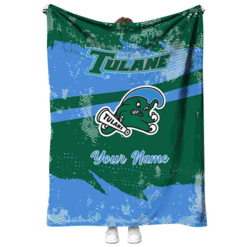 custom tulane green wave grunge streaks green blanket best selling