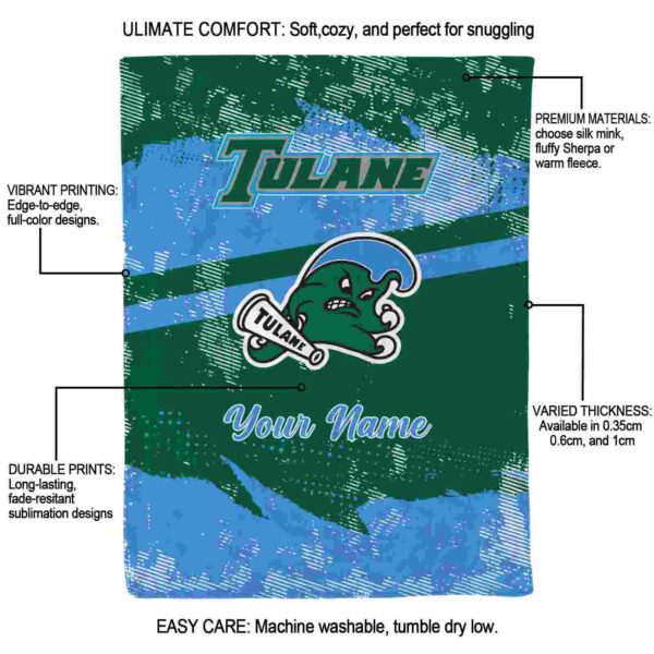 custom tulane green wave grunge streaks green blanket new arrival