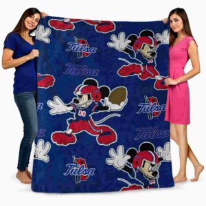 custom tulsa golden hurricane mickey blue blanket fashion forward