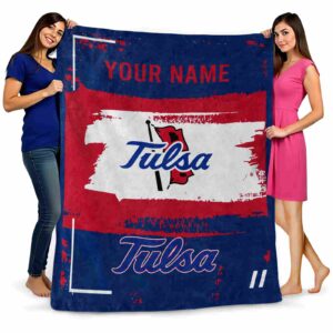 custom tulsa golden hurricane paint strokes blue white blanket fashion forward