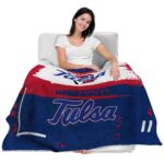 custom tulsa golden hurricane paint strokes blue white blanket latest model