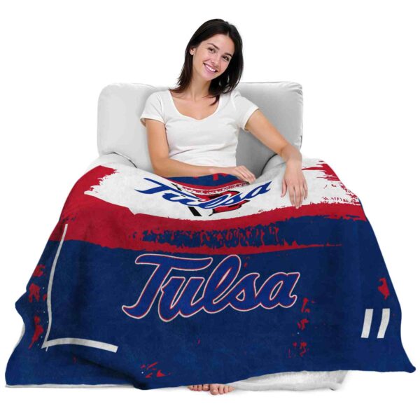 custom tulsa golden hurricane paint strokes blue white blanket latest model