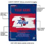 custom tulsa golden hurricane paint strokes blue white blanket new arrival