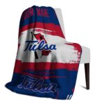 custom tulsa golden hurricane paint strokes blue white blanket top rated
