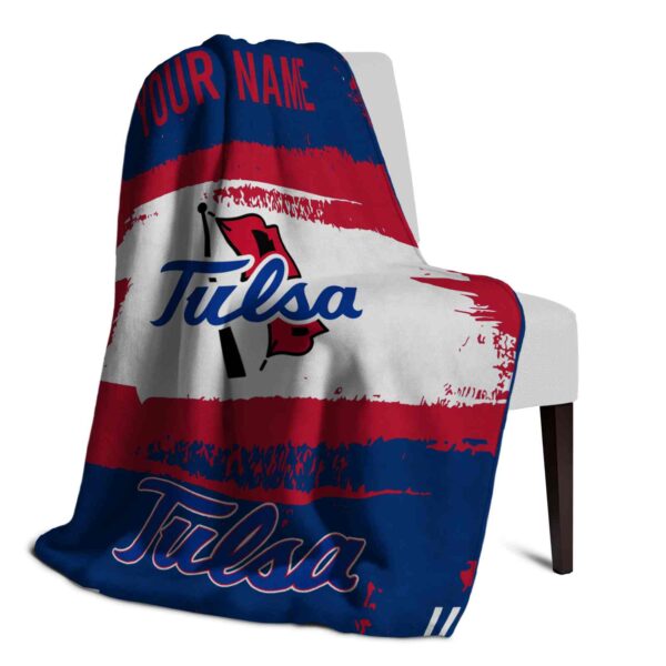 custom tulsa golden hurricane paint strokes blue white blanket top rated