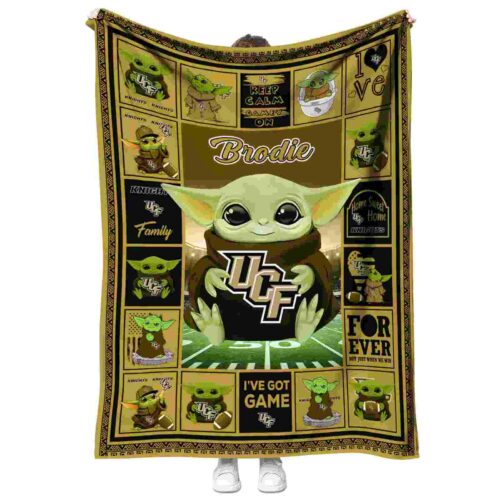 custom ucf knights baby yoda gold blanket best selling