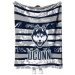 custom uconn huskies floral stripes blue white blanket best selling
