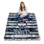 custom uconn huskies floral stripes blue white blanket best selling