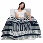 custom uconn huskies floral stripes blue white blanket best selling