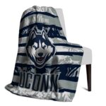 custom uconn huskies floral stripes blue white blanket best selling