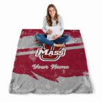 custom umass minutemen grunge streaks red blanket best selling
