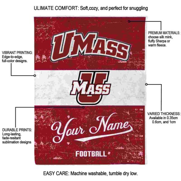 custom umass minutemen grunge texture red white blanket new arrival