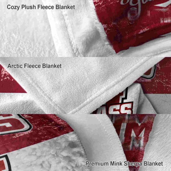 custom umass minutemen grunge texture red white blanket premium grade