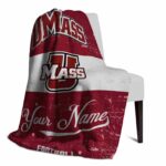 custom umass minutemen grunge texture red white blanket top rated