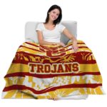 custom usc trojans floral stripes red white blanket best selling