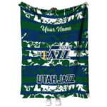 custom utah jazz floral stripes navy white blanket best selling