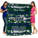 custom utah jazz floral stripes navy white blanket best selling